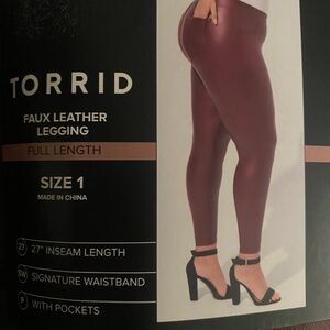 Torrid Full Length Faux Leather Leggings - Deep Red